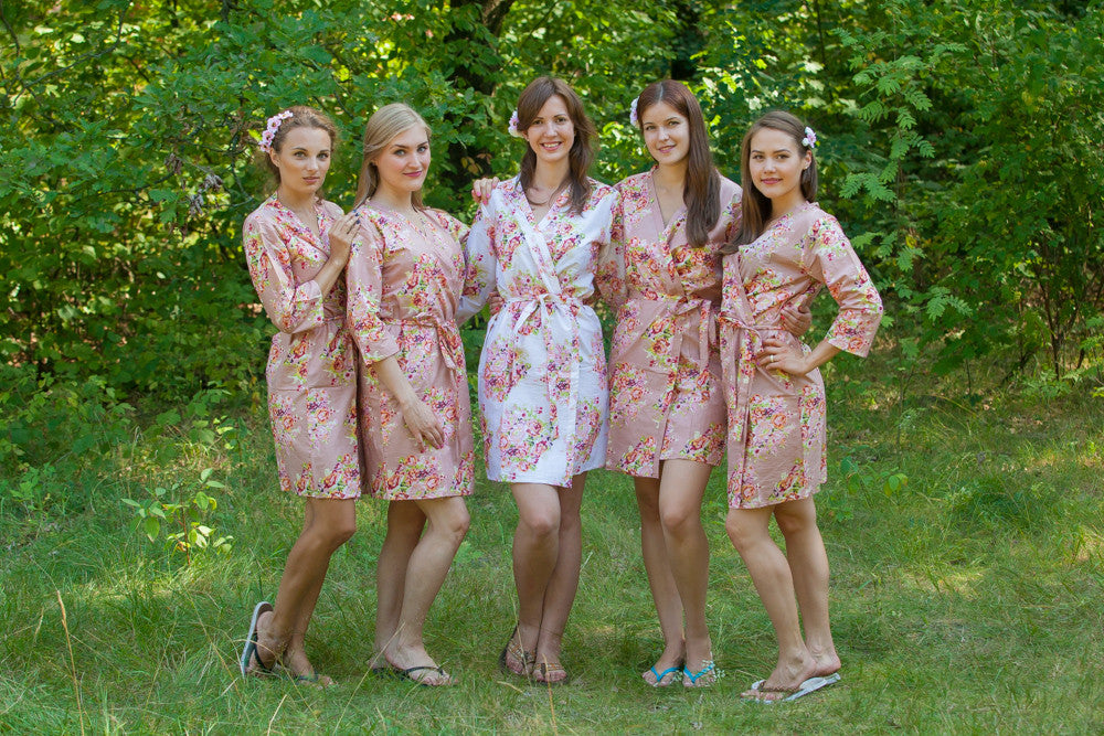 Rose Gold Floral Posy Robes for bridesmaids | Getting Ready Bridal Robes