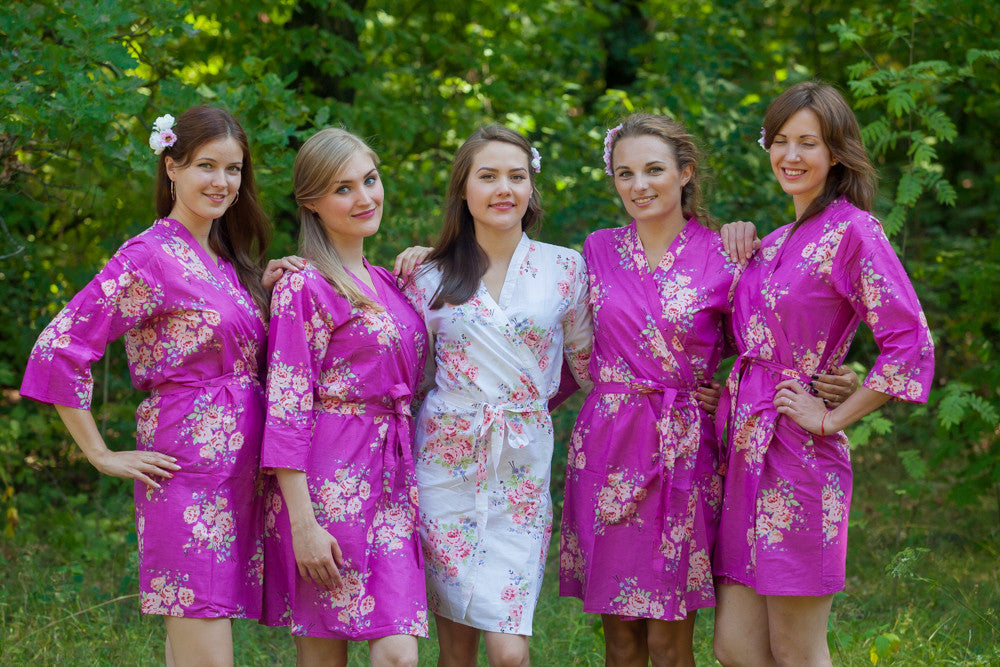 Orchid Pantone Color of the year 2014 Faded Floral Robes for bridesmaids