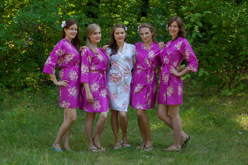 Orchid Faded Floral Robes for bridesmaids