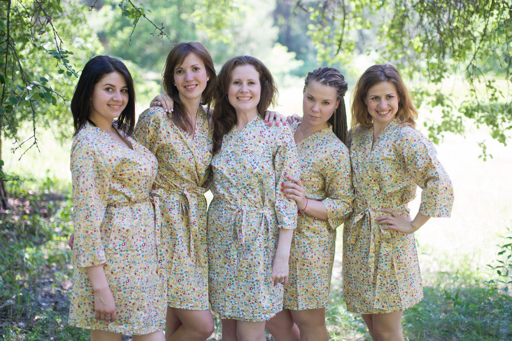 Light Yellow Petit Floral Robes for bridesmaids