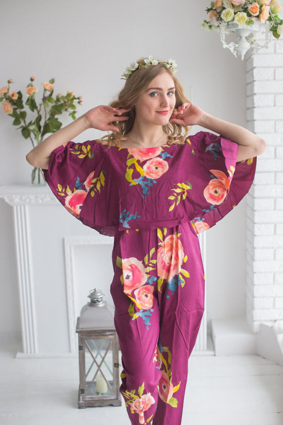 Cape Style Bridesmaids Jumpsuit in Smiling Blooms Pattern