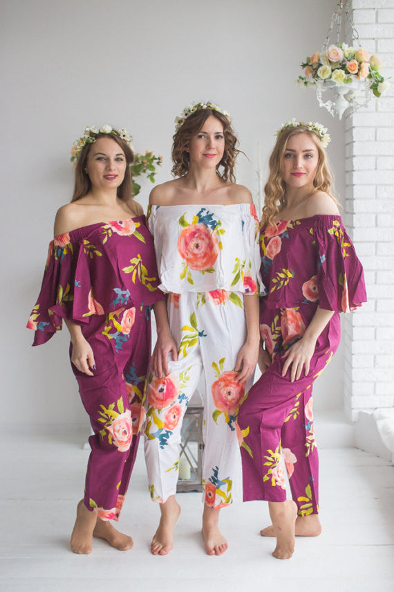 Cape Style Bridesmaids Jumpsuit in Smiling Blooms Pattern