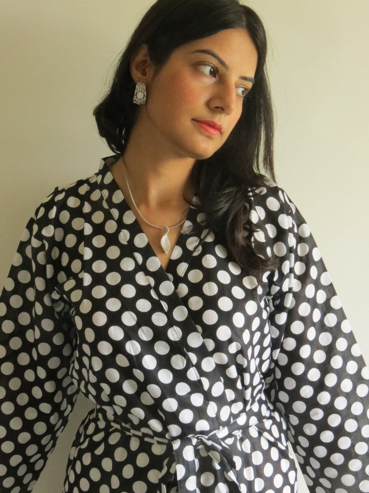 Black Polka Dots Robes for bridesmaids | Getting Ready Bridal Robes