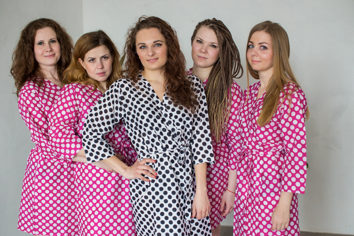 Magenta Polka Dots Robes for bridesmaids | Getting Ready Bridal Robes