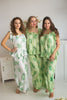 Ruffled Style Long PJs in Tropical Delight Palm Leaves Pattern