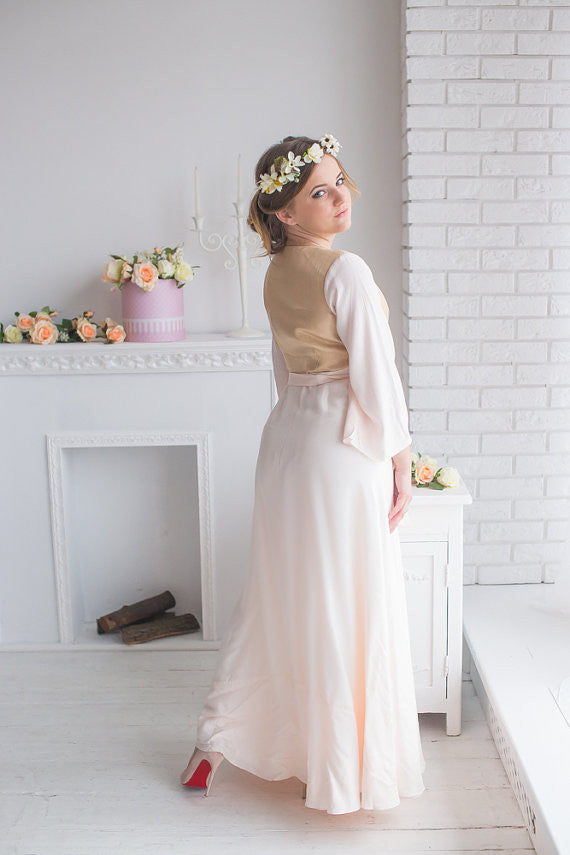 Blush Gold Silk Bridal Robe from my Paris Inspirations Collection - Shimmering Grace in Blush