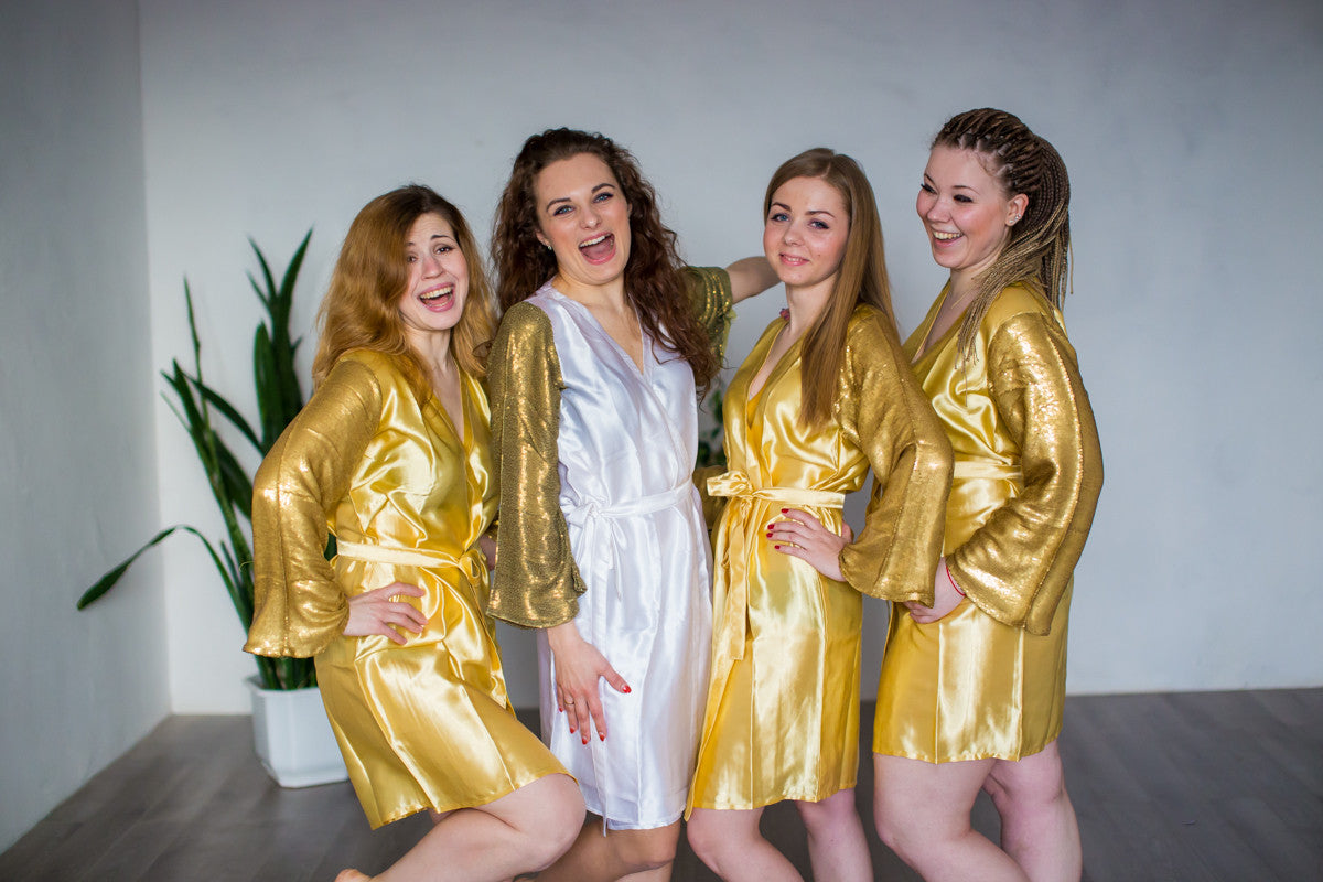 Royal Gold Shimmery-Sparkly Robes for bridesmaids | Getting Ready Bridal Robes