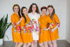 Mustard One long flower pattern Robes for bridesmaids | Getting Ready Bridal Robes