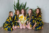 Dark Blue Sunflower Robes for bridesmaids | Getting Ready Bridal Robes