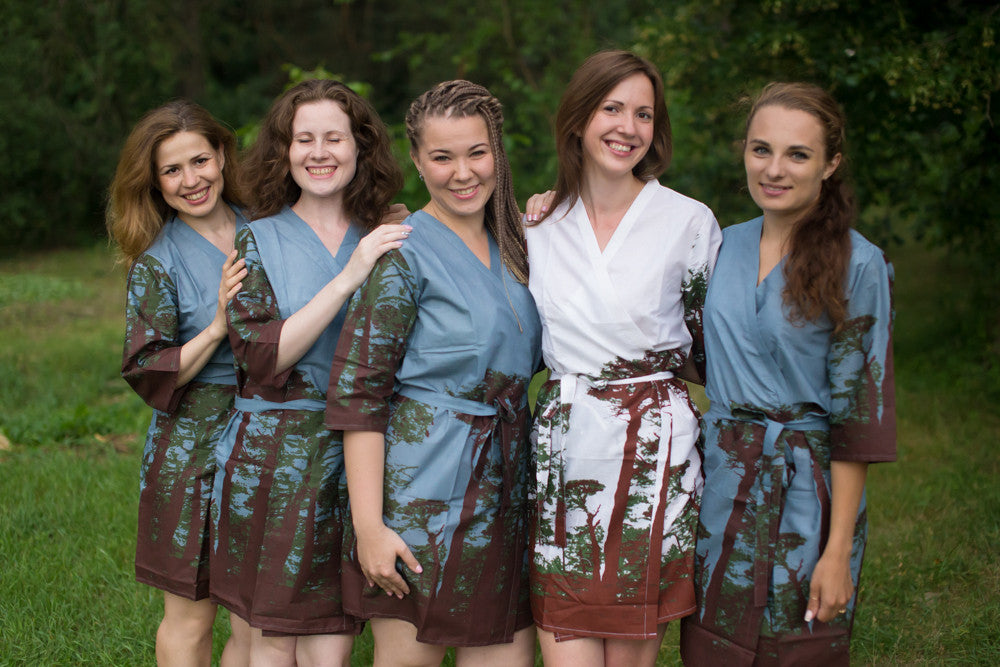 Gray Tree of Life Robes for bridesmaids