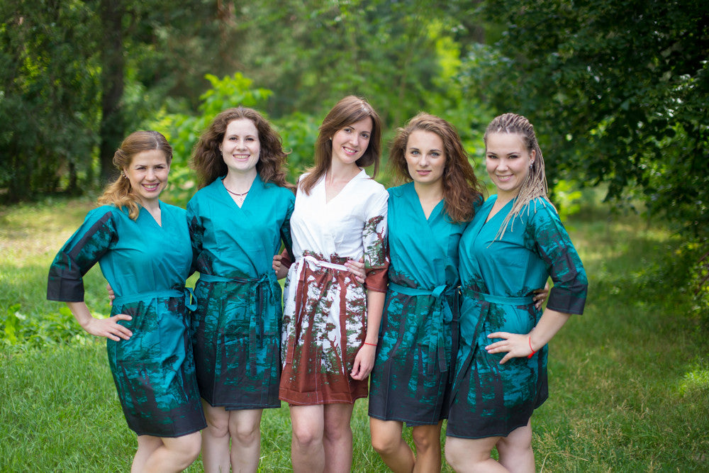 Teal Tree of Life Robes for bridesmaids