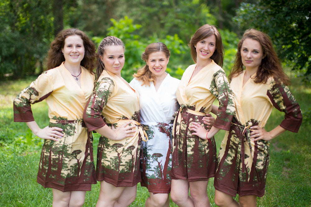 Yellow Tree of Life Robes for bridesmaids 