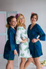 Tropical Delight Pattern- Premium Navy Blue Bridesmaids Robes
