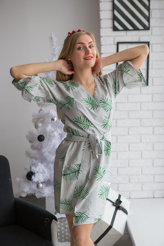 Tropical Delight Pattern- Premium Silver Bridesmaids Robes