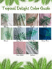 Tropical Delight Palm Leaves Pattern color guide.