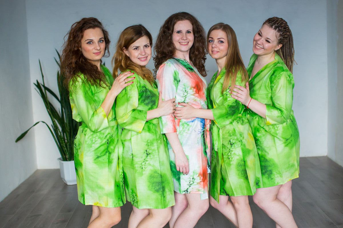 Green Watercolor Splash Robes for bridesmaids | Getting Ready Bridal Robes