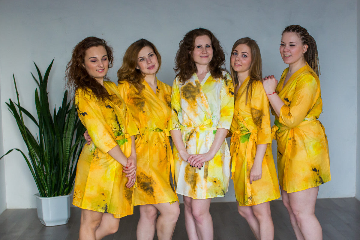 Yellow Watercolor Splash Robes for bridesmaids | Getting Ready Bridal Robes