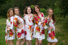 White Large Floral Blossom Silk Bridesmaids robes