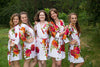 White Large Floral Blossom Silk Bridesmaids robesWhite Large Floral Blossom Silk Bridesmaids robes