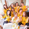 Set of 9 Bridesmaids Roes in Yellow Sunflower- Floral wedding Robes 