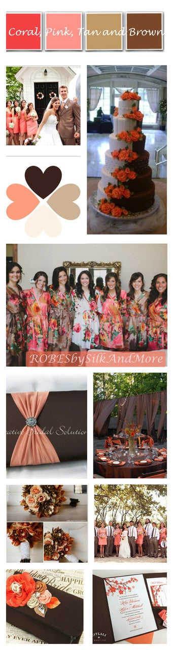 Brown and Coral Wedding Color Robes