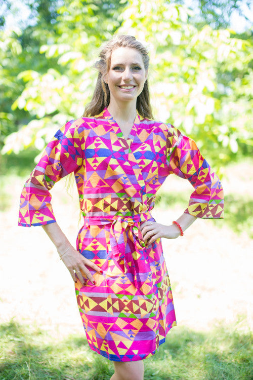 Magenta Diamond Aztec Robes for bridesmaids | Getting Ready Bridal Robes