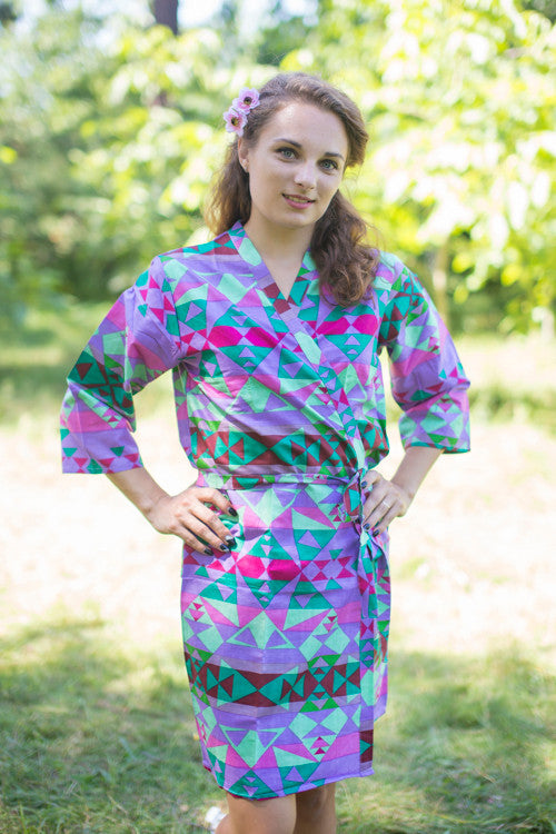 Lilac Diamond Aztec Robes for bridesmaids | Getting Ready Bridal Robes