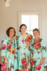 Mint Large Floral Blossom Robes for bridesmaids | Getting Ready Bridal Robes