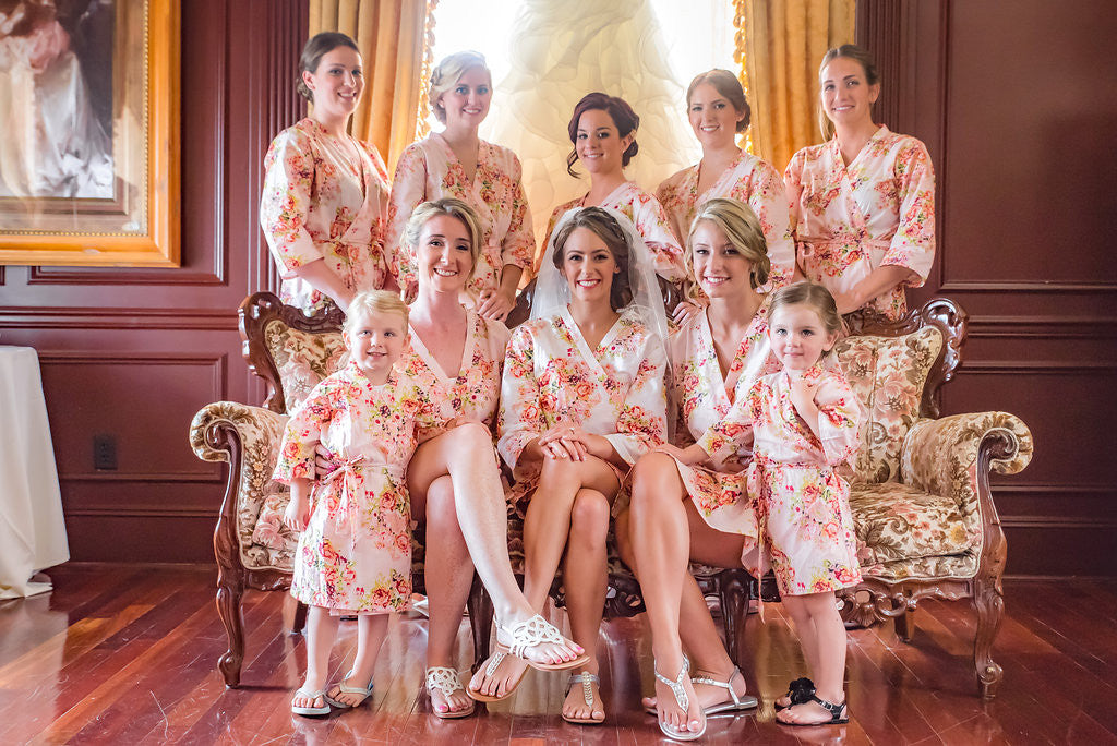 Pink Floral Posy Robes for bridesmaids | Getting Ready Bridal Robes