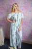 Off-Shoulder Style Long PJs in Tropical Delight Palm Leaves Pattern