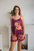 Spaghetti Straps Frilly Style PJs in Smiling Bloom Pattern