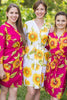 Magenta sunflower bridesmaids robes, set of 3 robes, 
