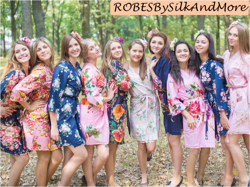 Navy Blue, Pink and Blush Wedding Color Robes