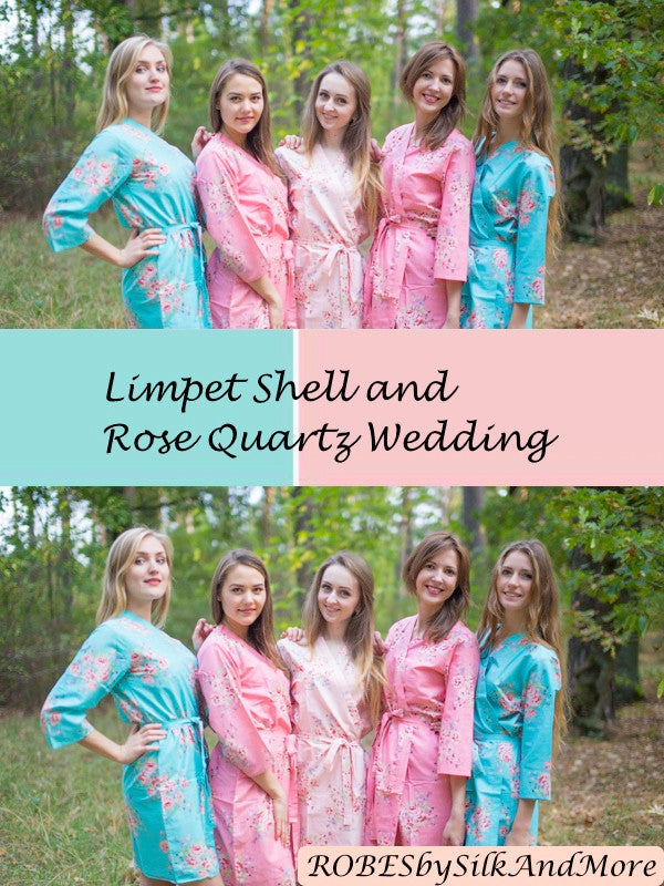 Aqua and Rose Pink Wedding Color Robes