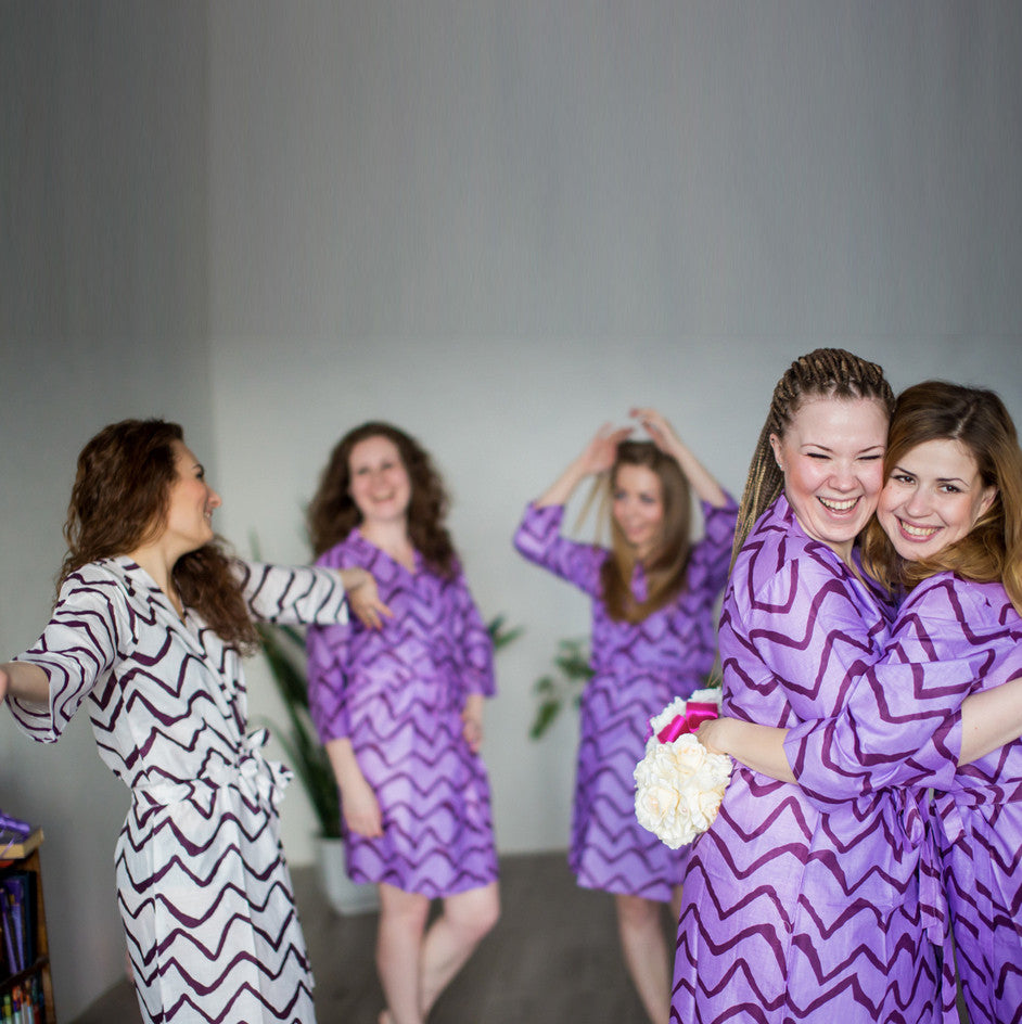 White Chevron Robes for bridesmaids | Getting Ready Bridal Robes