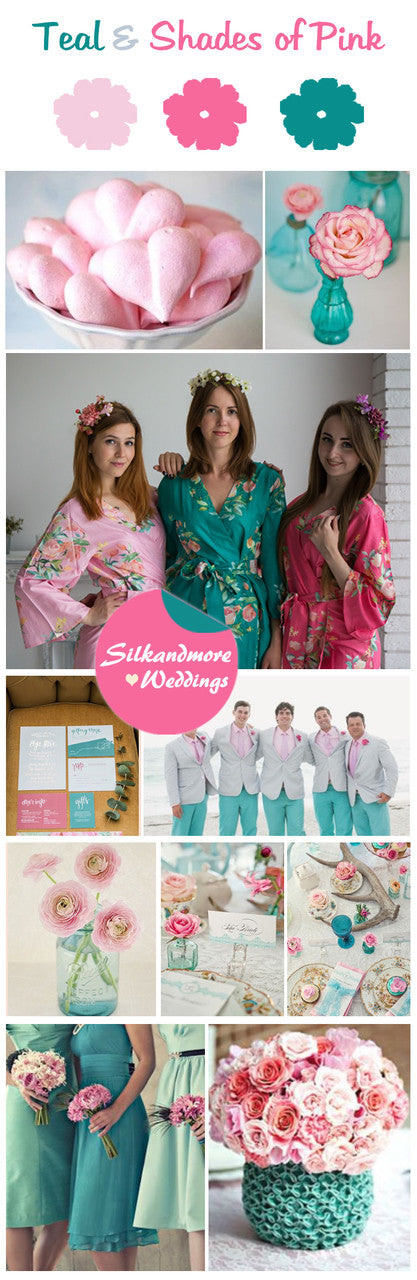  Teal and Shades of Pink Wedding Color Palette