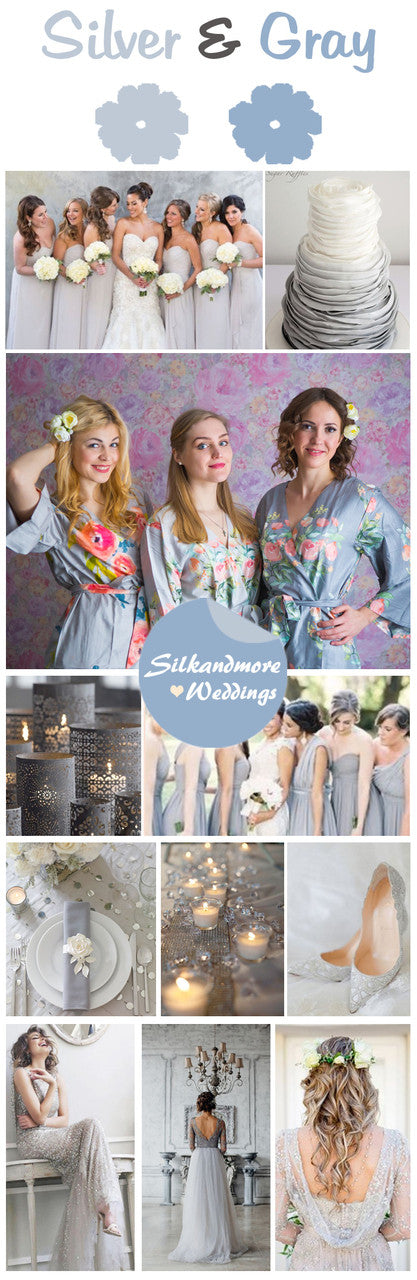 Silver and Gray Wedding Color Robes - Premium Rayon Collection 
