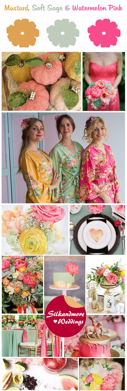 Mustard, Soft Sage and Watermelon Pink Wedding Color Palette