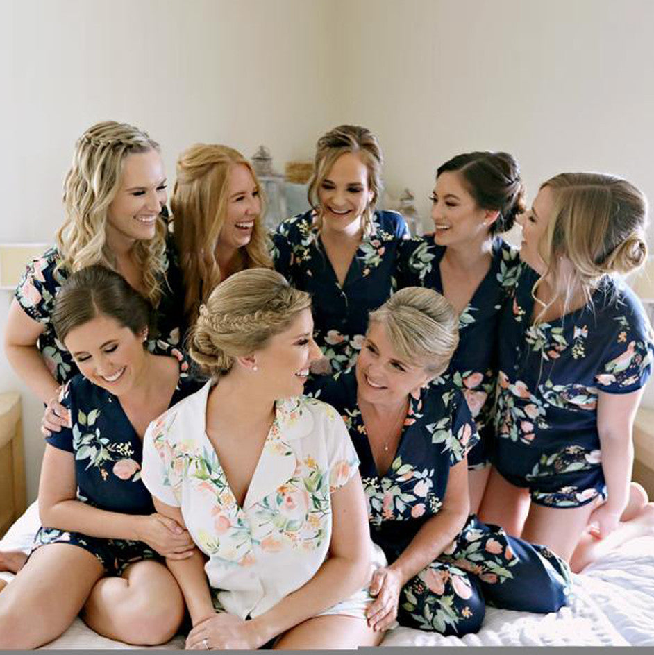 set of 6 bridesmaids pjs, bride and bridesmaids  pj sets