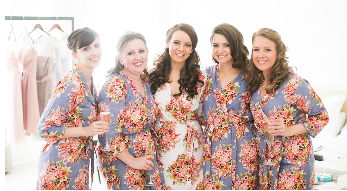 Gray Floral Posy Robes for bridesmaids | Getting Ready Bridal Robes