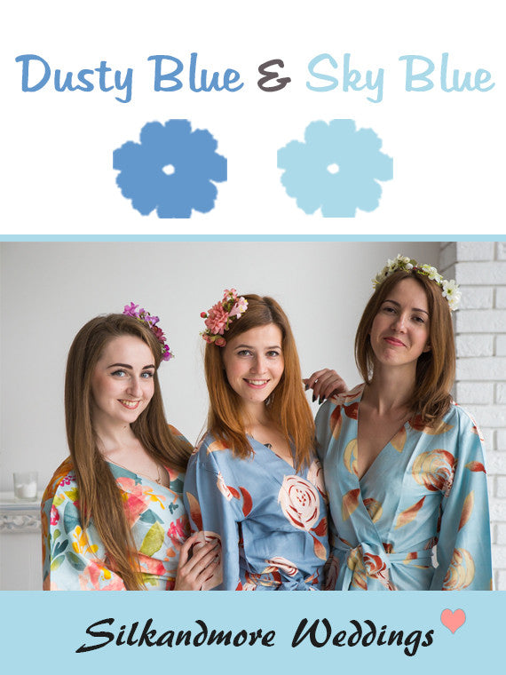 Sky Blue Pattern Robe Dusty Blue and Sky Blue Color Robes - Premium Rayon Collection ...