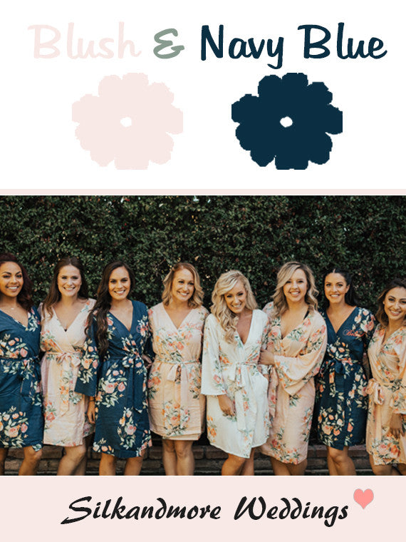 Blush and Navy Blue Wedding Color Palette robesbysilkandmore Blush and Navy Blue Wedding Color Palette robesbysilkandmore