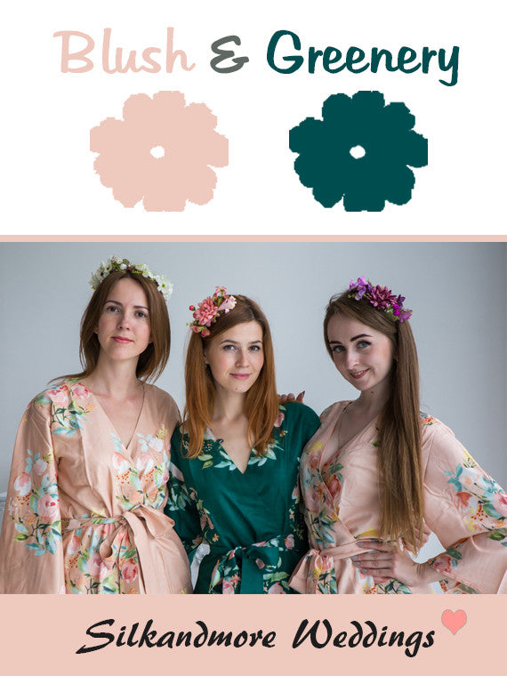 Blush and Greenery Color Robes - Premium Rayon Collection