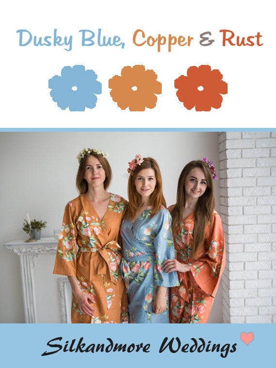 Dusky Blue, Copper and Rust Color Robes - Premium Rayon Collection robesbysilkandmore Dusky Blue, Copper and Rust Color Robes - Premium Rayon Collection robesbysilkandmore