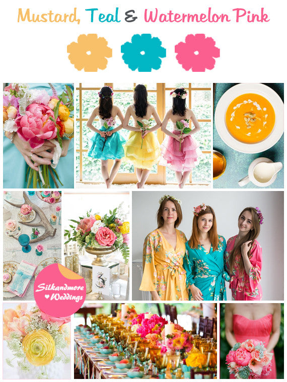 Mustard, Teal and Watermelon Pink Color Robes - Premium Rayon Collection
