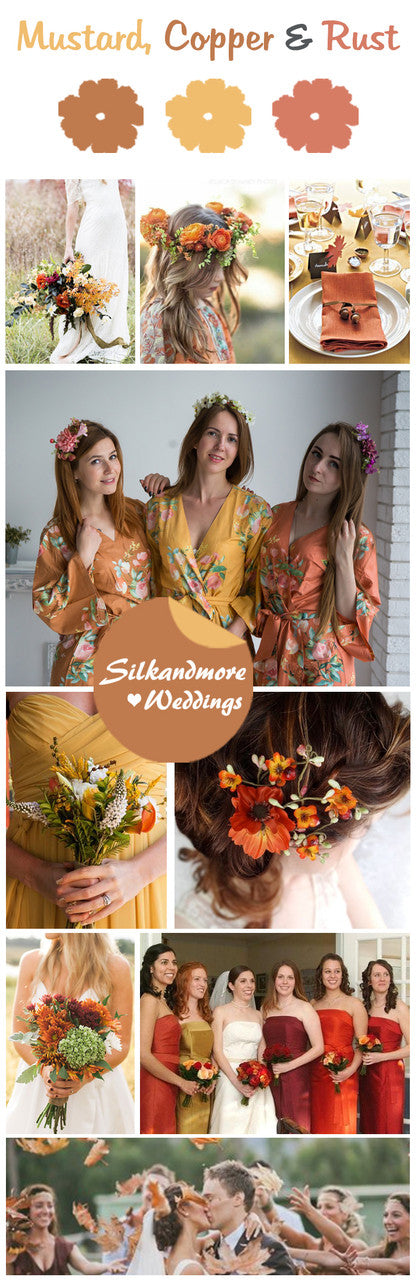 Mustard, Copper and Rust Wedding Color Palette – robesbysilkandmore