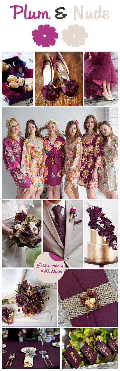 Plum and Nude Wedding Color Robes - Premium Rayon Collection