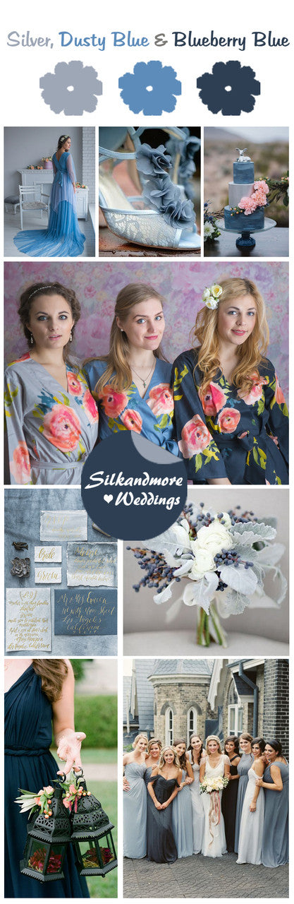  Silver, Dusty Blue and Blueberry Blue Wedding Color Palette
