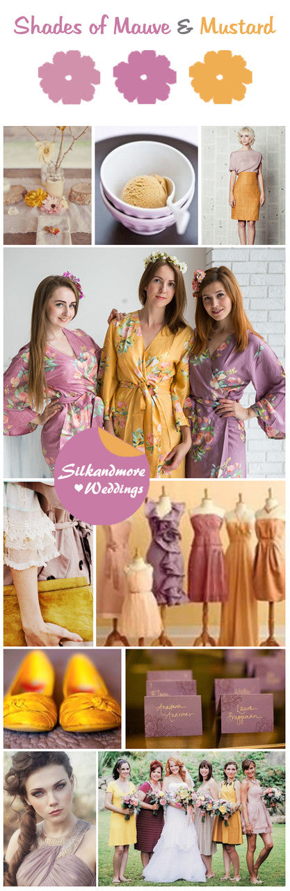 Shades of Mauve and Mustard Wedding Color Robes - Premium Rayon Collection