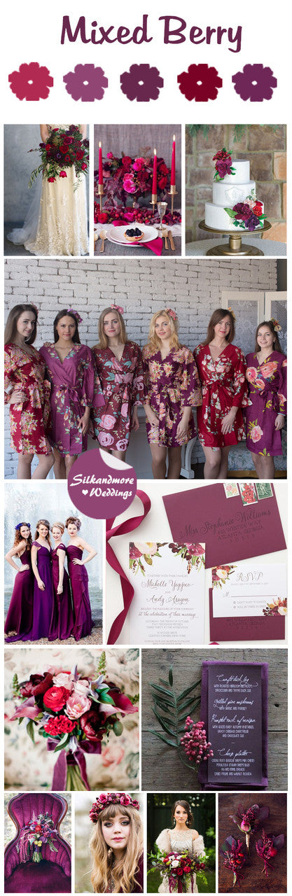 Mixed Berry Wedding Color Robes - Wedding Color Palette